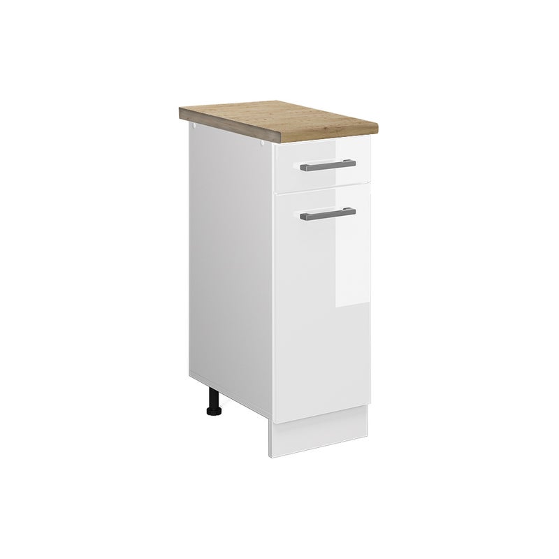 Vicco Szafka dolna do kuchni R-Line, Biały wysoki połysk, 30 cm , BP Dąb