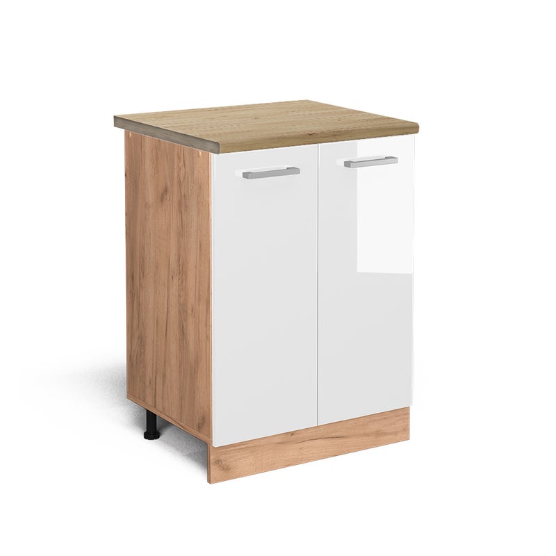 Vicco Szafki kuchenne R-Line, Biały wysoki połysk, 60 cm , BP Dąb