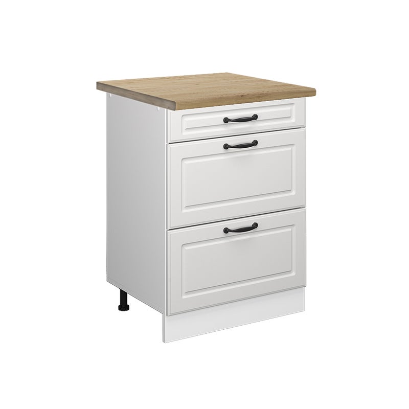 Vicco Szafka dolna do kuchni R-Line, Biały domek wiejski, 60 cm z szufladami, BP Dąb