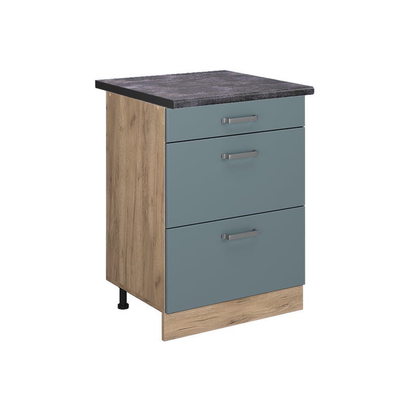 Vicco Szafka dolna do kuchni R-Line, Niebiesko-szary, 60 cm z szufladami, BP Antracyt