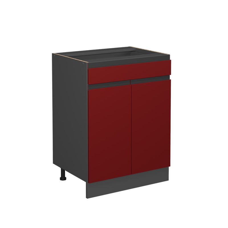 Vicco Szafka dolna do kuchni R-Line, Czerwony, 60 cm J-Shape, z szufladą, bez blatu roboczego