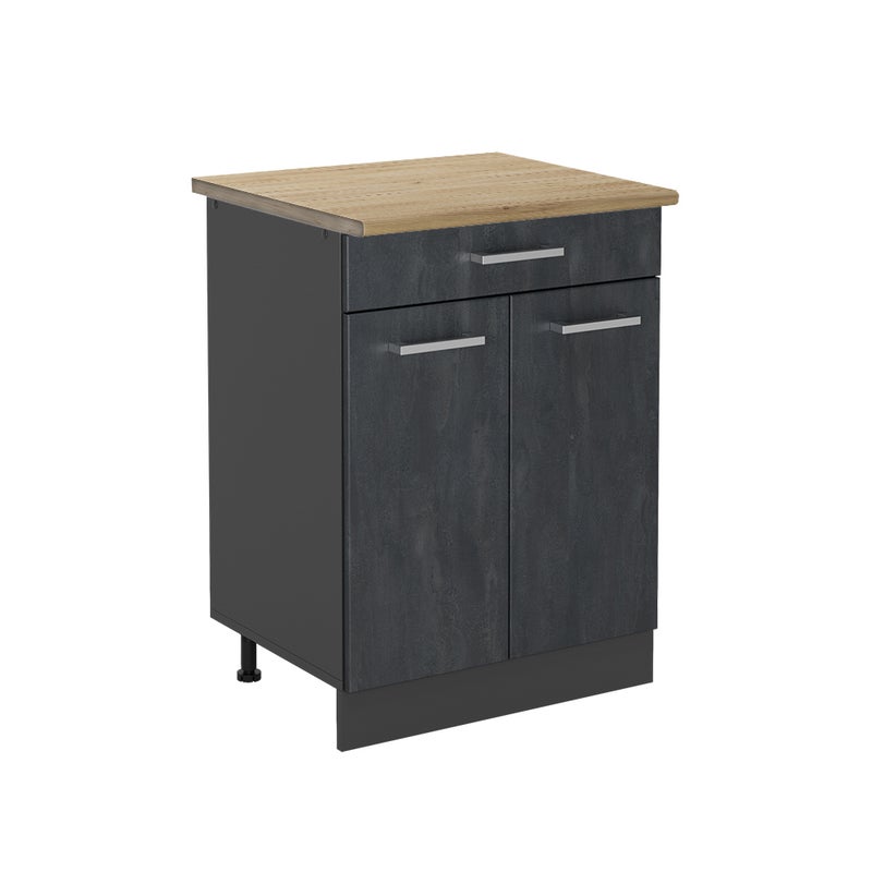 Vicco Szafka dolna do kuchni R-Line, Czarny beton, 60 cm BP Dąb
