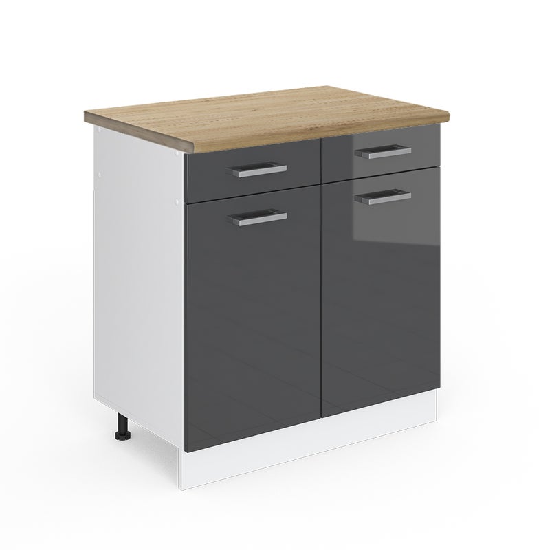 Vicco Szafka dolna do kuchni R-Line, Antracyt wysoki połysk, 80 cm , BP Dąb