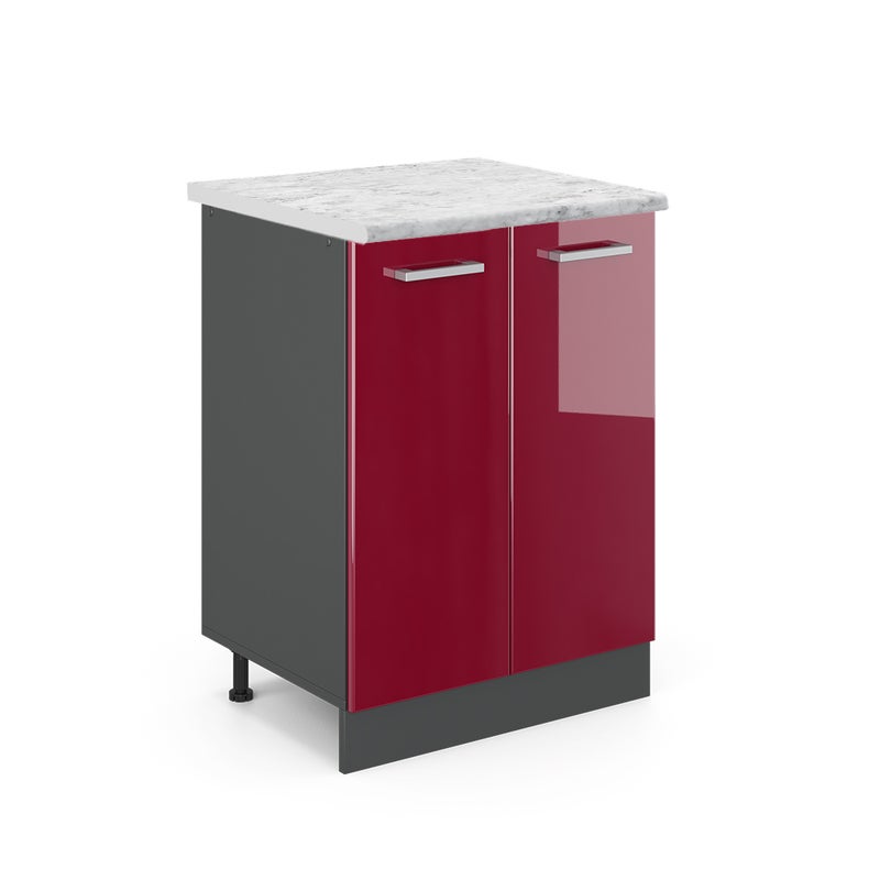 Vicco Szafki kuchenne R-Line, Czerwony połysk, 60 cm BR Marmur