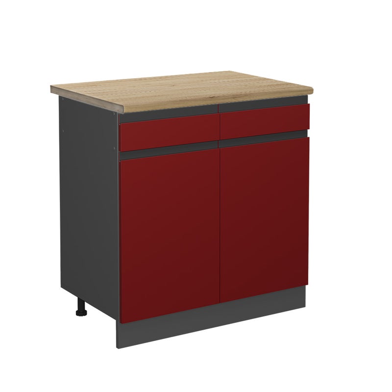 Vicco Szafka dolna do kuchni R-Line, Czerwony, 80 cm J-Shape, BP Dąb