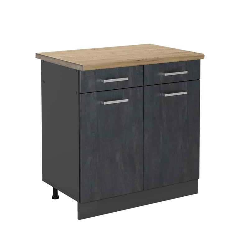 Vicco Szafka dolna do kuchni R-Line, Czarny beton, 80 cm BP Dąb