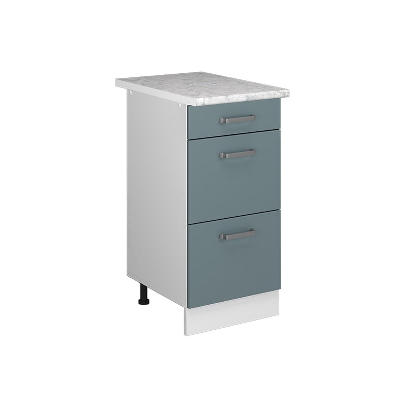 Vicco Szafka dolna do kuchni R-Line, Niebiesko-szary, 40 cm z szufladami BR Marmur