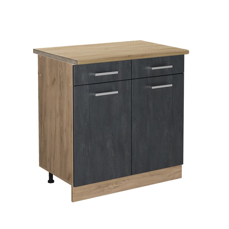 Vicco Szafka dolna do kuchni R-Line, Czarny beton, 80 cm BP Dąb