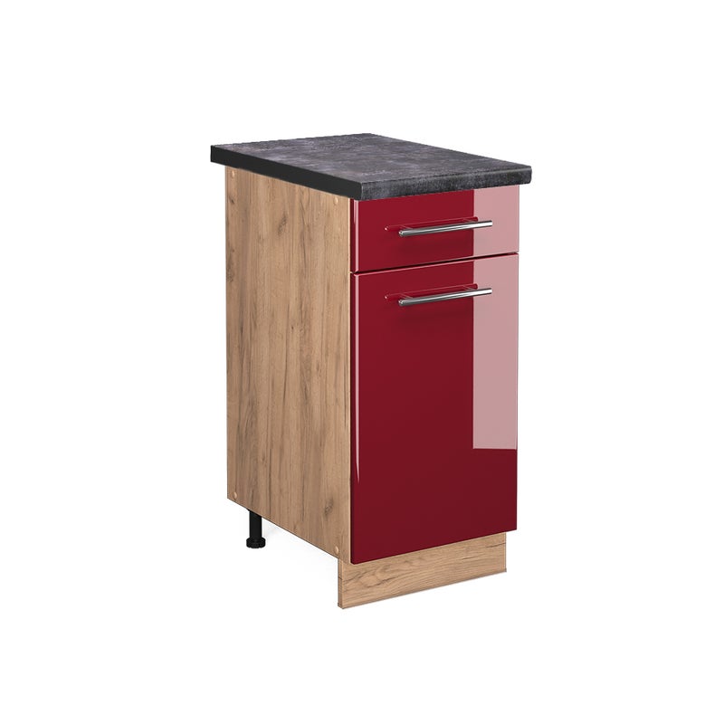 Vicco Szafka dolna do kuchni Fame-Line, Bordowa Czerwień wysoki połysk, 40 cm , BP Antracyt