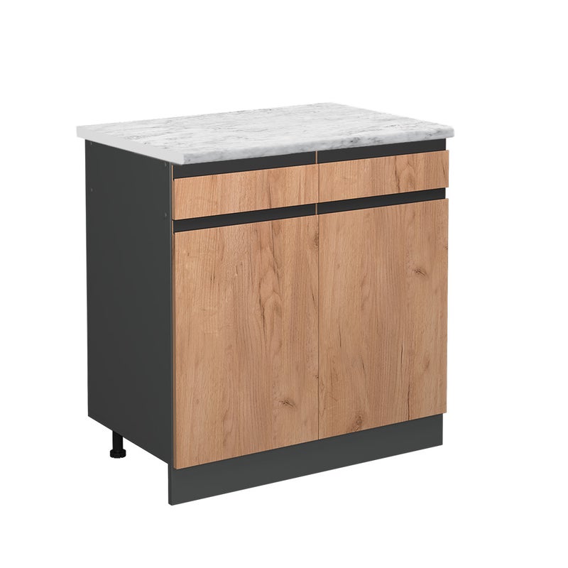 Vicco Szafka dolna do kuchni R-Line, Złoty dąb energetyczny, 80 cm J-Shape BR Marmur