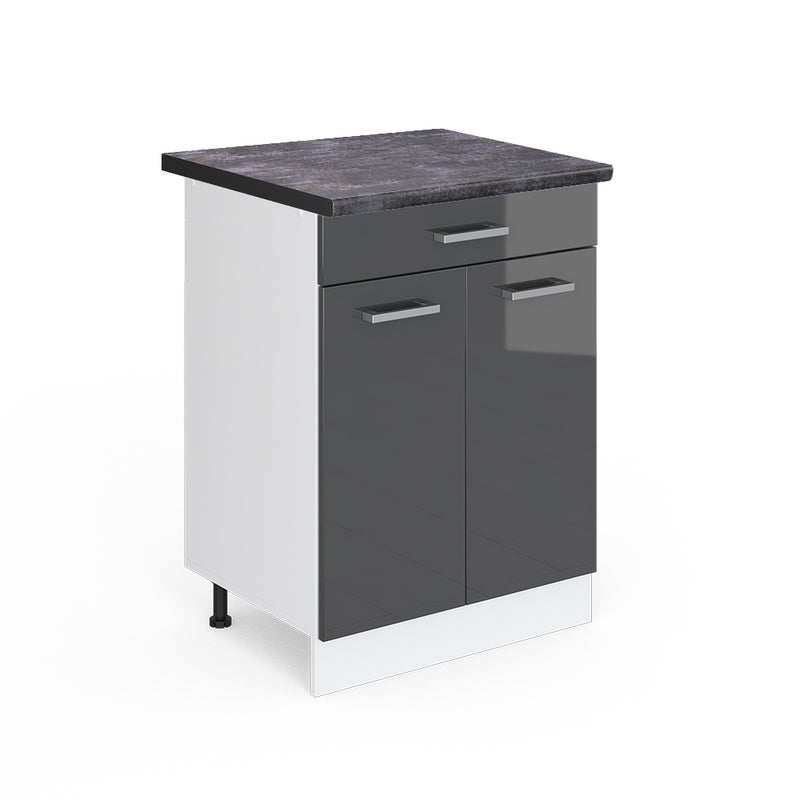 Vicco Szafka dolna do kuchni R-Line, Antracyt wysoki połysk, 60 cm z szufladą, BP Antracyt