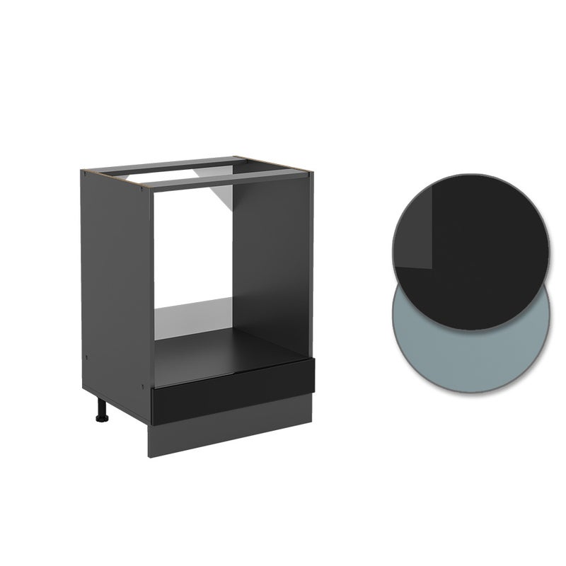 Vicco Szafka kuchenna R-Line, Czarny wysoki połysk, 60 cm , BP Dąb