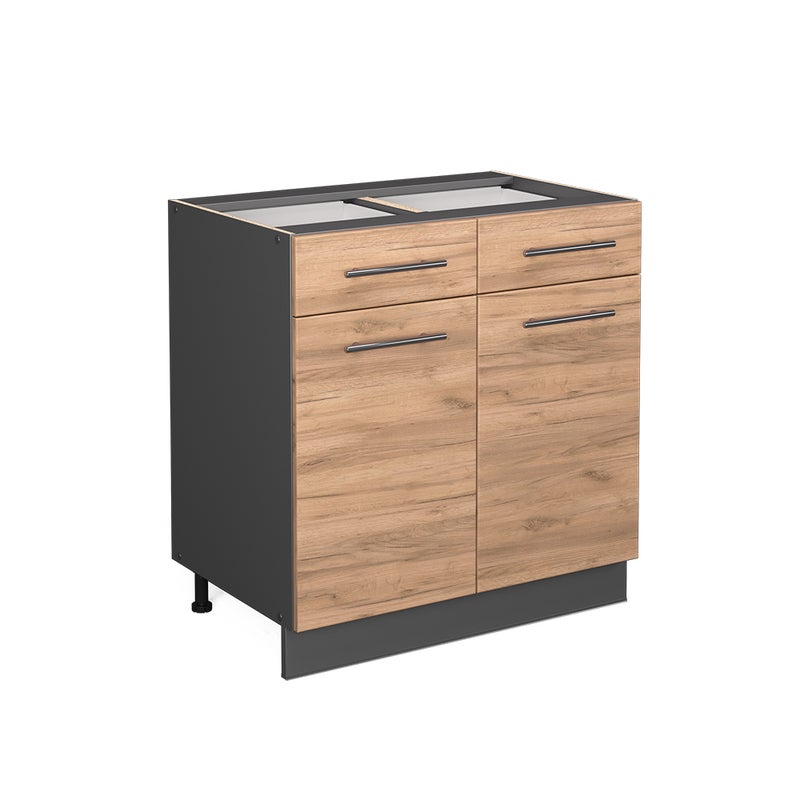 Vicco Szafka dolna do kuchni Fame-Line, Złoty dąb energetyczny, 80 cm bez blatu roboczego