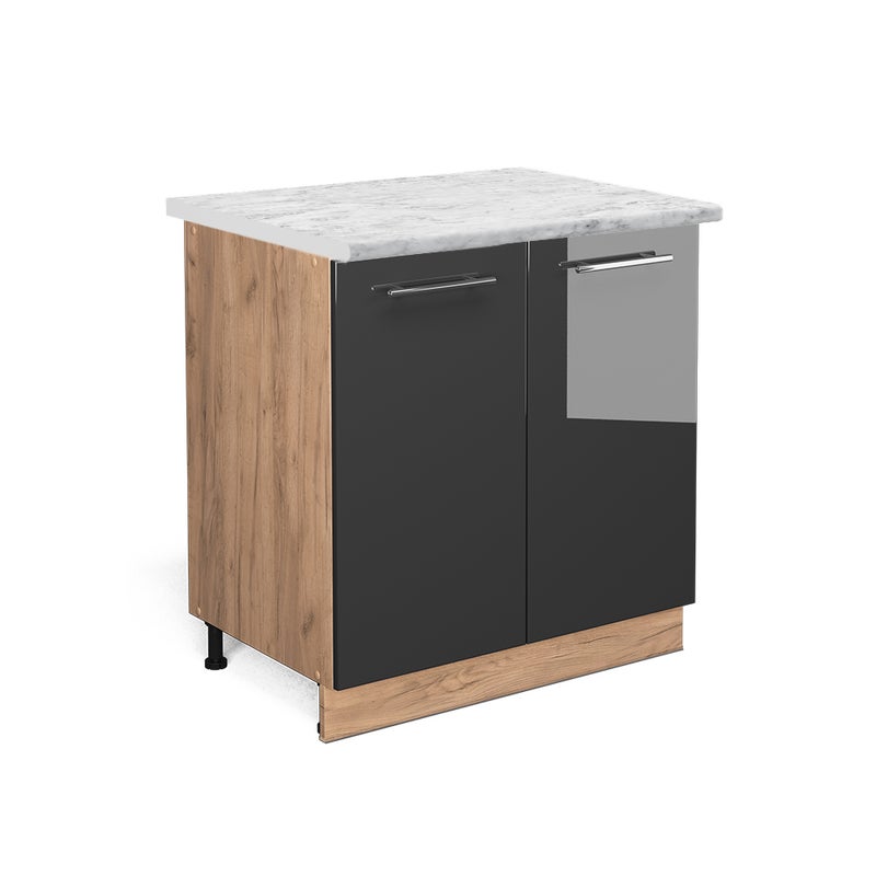 Vicco Szafki kuchenne Fame-Line, Antracyt wysoki połysk, 80 cm z półką, BP Marmur