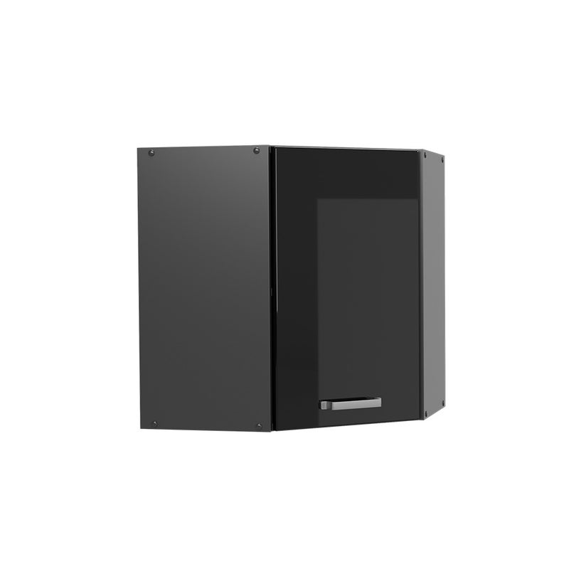 Vicco Szafka wisząca narożna R-Line, Czarny wysoki połysk, 57 cm