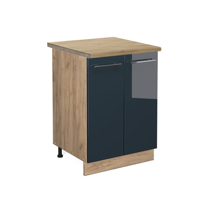 Vicco Szafki kuchenne Fame-Line, Ciemnoniebieski wysoki połysk, 60 cm , BP Dąb