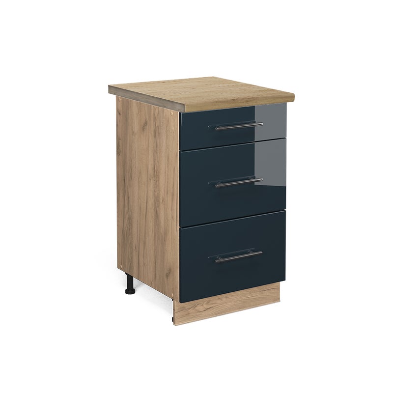 Vicco Szafka dolna do kuchni Fame-Line, Ciemnoniebieski wysoki połysk, 50 cm , BP Dąb