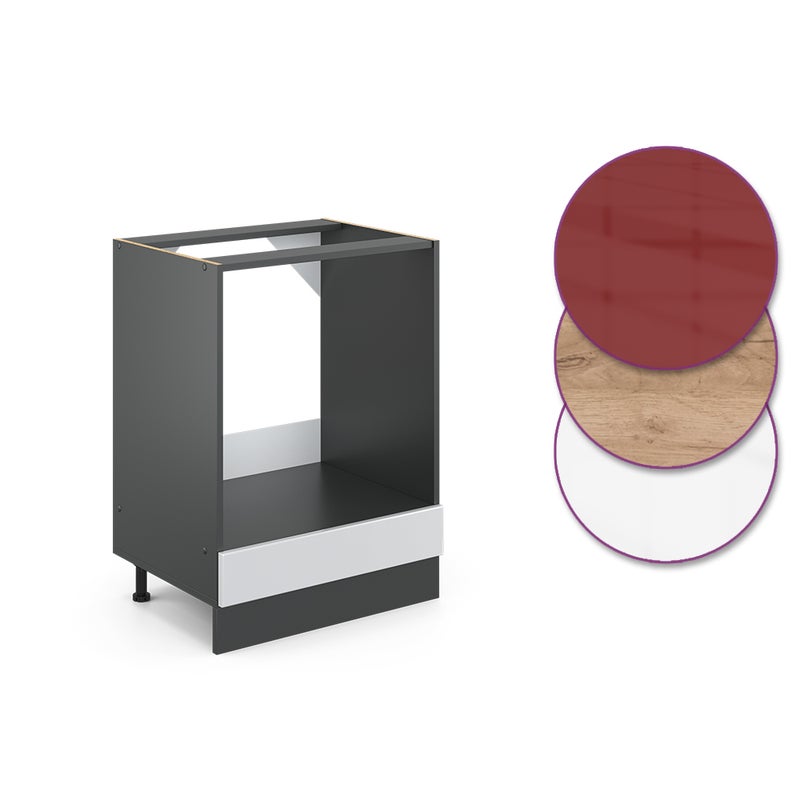 Vicco Szafka kuchenna R-Line, Biały wysoki połysk, 60 cm , BP Dąb