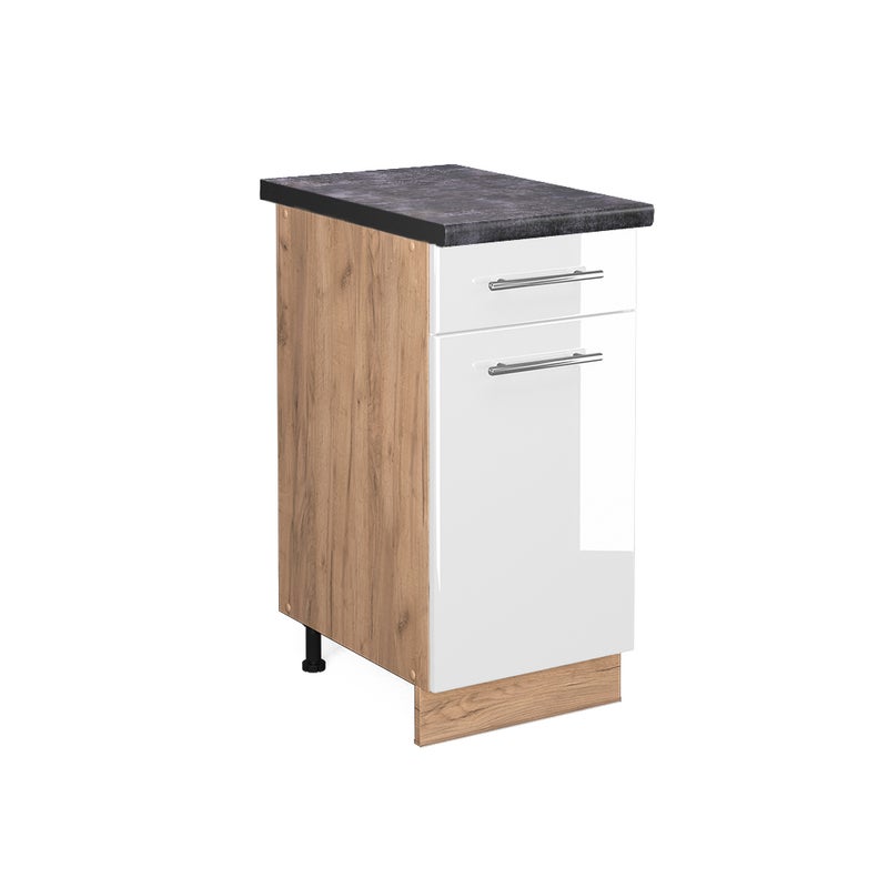 Vicco Szafka dolna do kuchni Fame-Line, Biały wysoki połysk, 40 cm , BP Antracyt