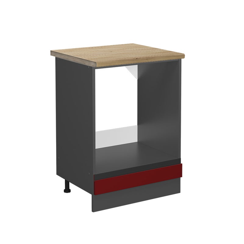 Vicco Szafka kuchenna R-Line, Czerwony, 60 cm J-Shape, BP Dąb