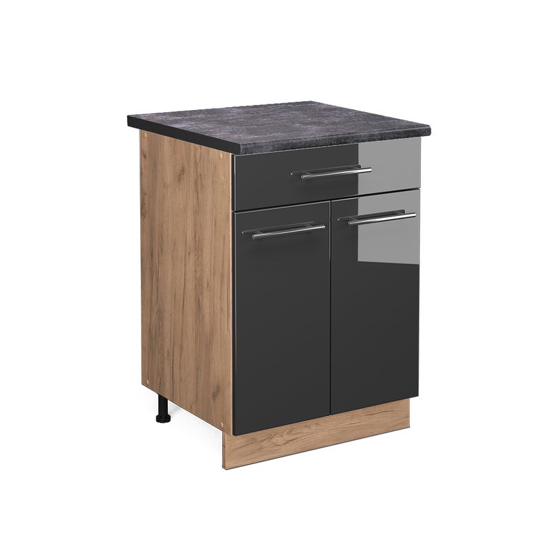 Vicco Szafka dolna do kuchni Fame-Line, Antracyt wysoki połysk, 60 cm z szufladą, BP Antracyt