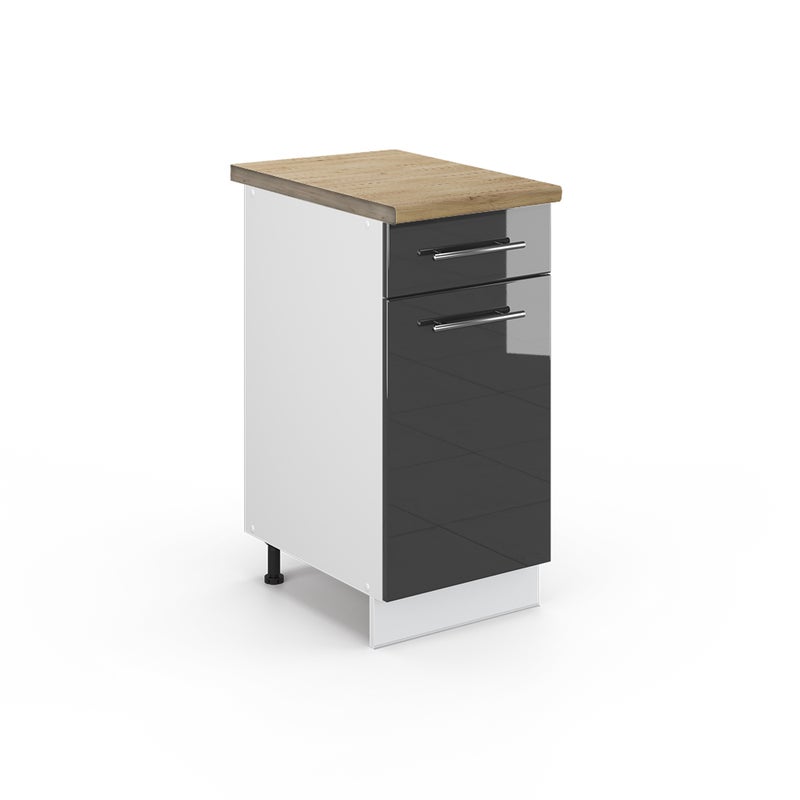 Vicco Szafka dolna do kuchni Fame-Line, Antracyt wysoki połysk, 40 cm , BP Dąb