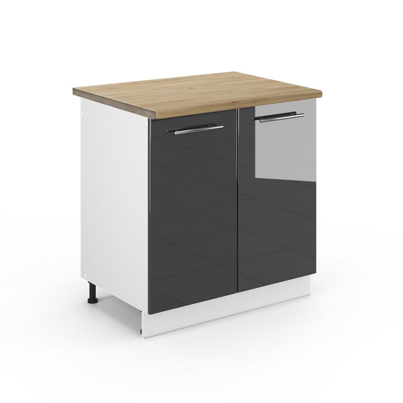 Vicco Szafka pod zlew Fame-Line, Antracyt wysoki połysk, 80 cm , BP Dąb