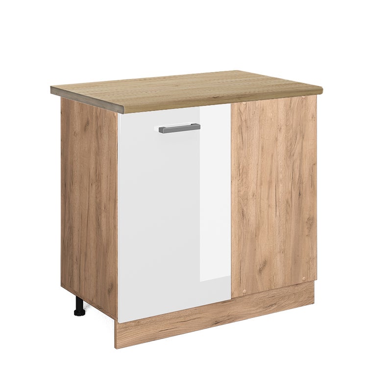 Vicco Szafka narożna R-Line, Biały wysoki połysk, 86 cm , BP Dąb