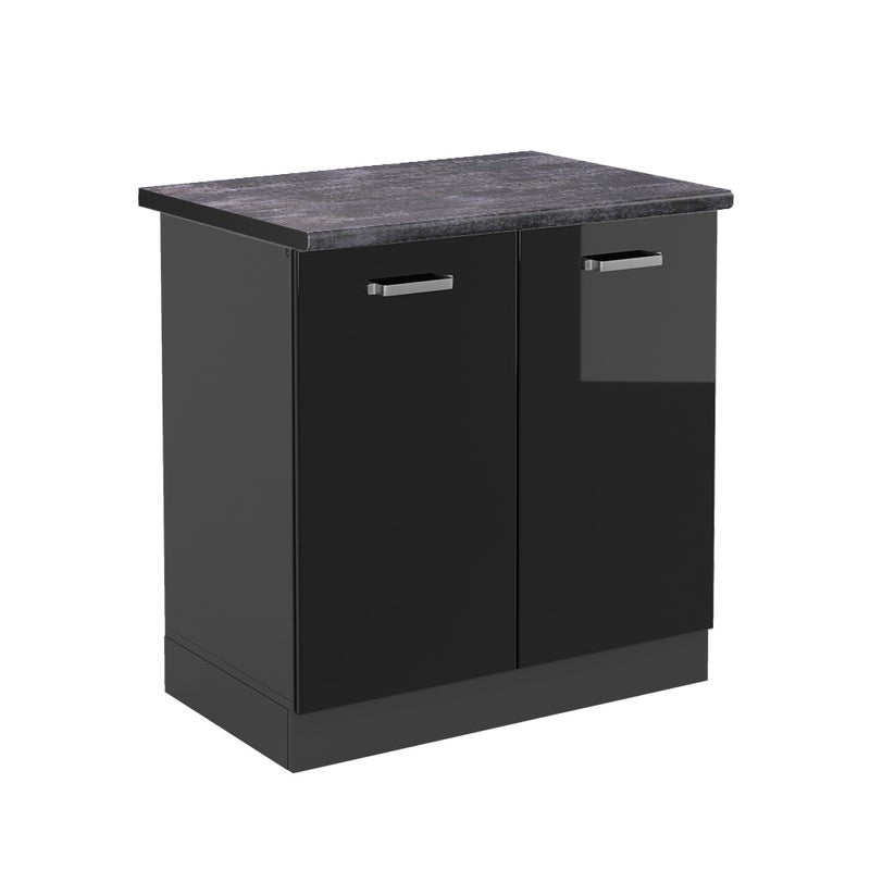 Vicco Szafka pod zlew R-Line, Czarny wysoki połysk, 80 cm , BP Antracyt