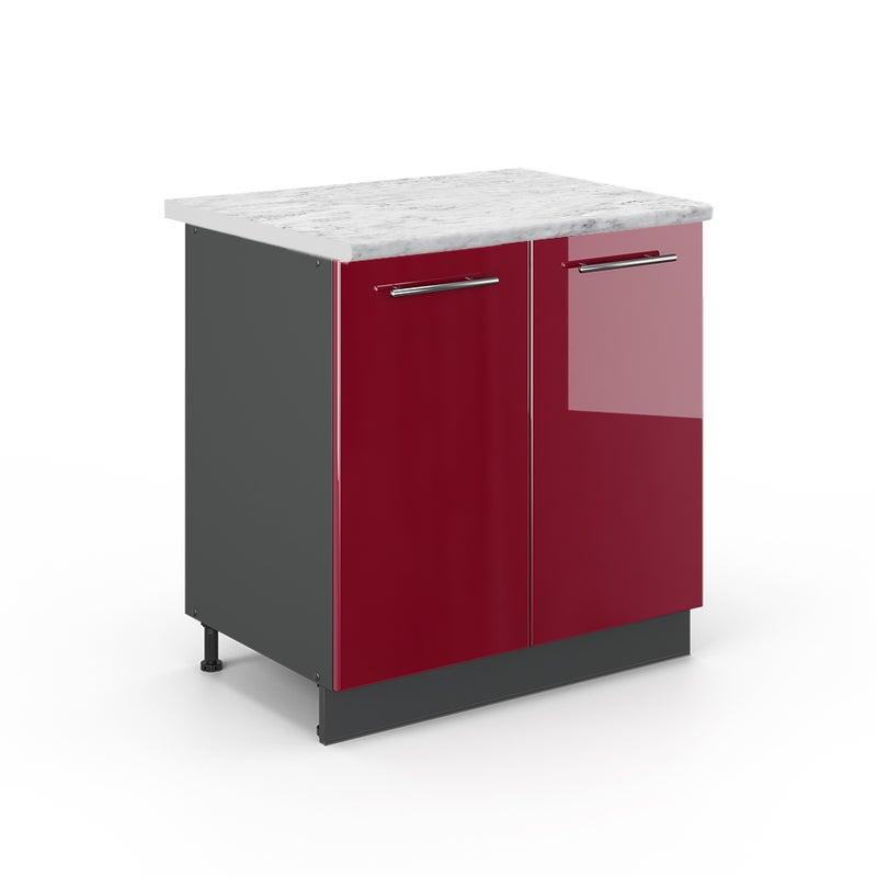 Vicco Szafka pod zlew Fame-Line, Bordowa Czerwień wysoki połysk, 80 cm z półką, BP Marmur