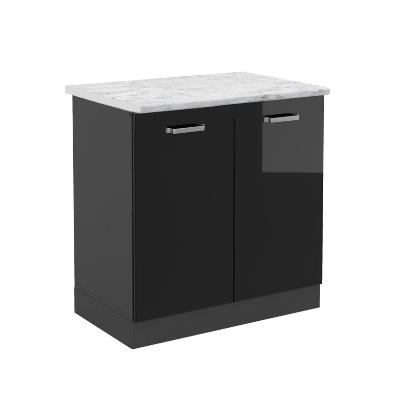 Vicco Szafka pod zlew R-Line, Czarny wysoki połysk, 80 cm BR Marmur