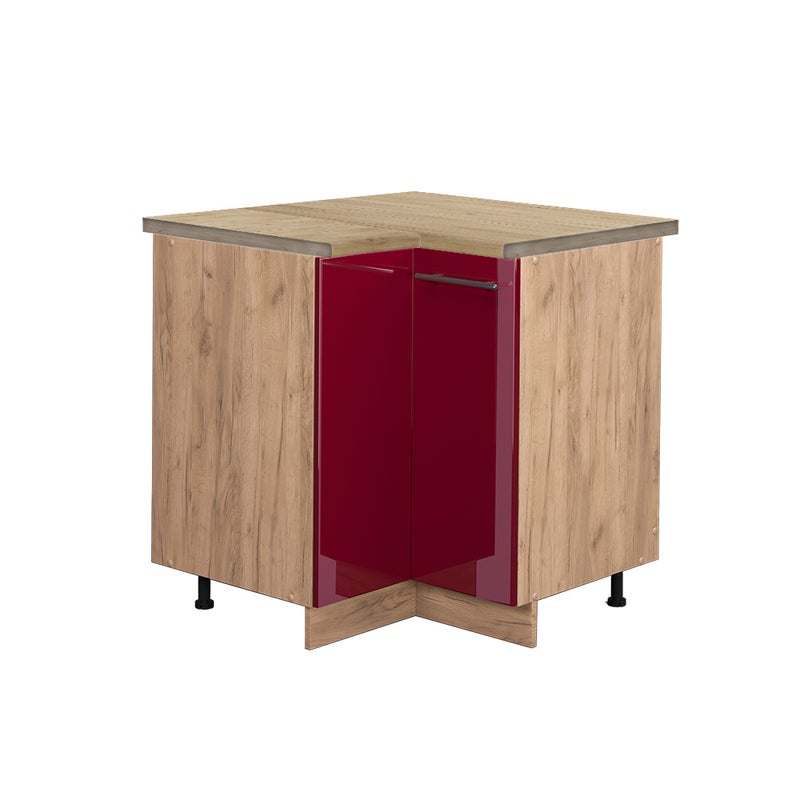 Vicco Szafka narożna Fame-Line, Bordowa Czerwień wysoki połysk, 80.5 cm , BP Dąb