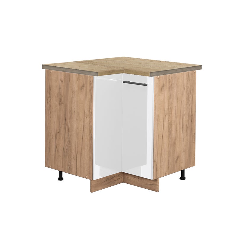 Vicco Szafka narożna Fame-Line, Biały wysoki połysk, 80.5 cm , BP Dąb