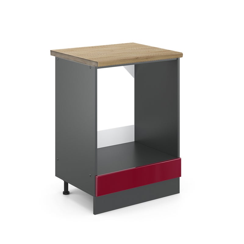 Vicco Szafka kuchenna R-Line, Czerwony połysk, 60 cm , BP Dąb