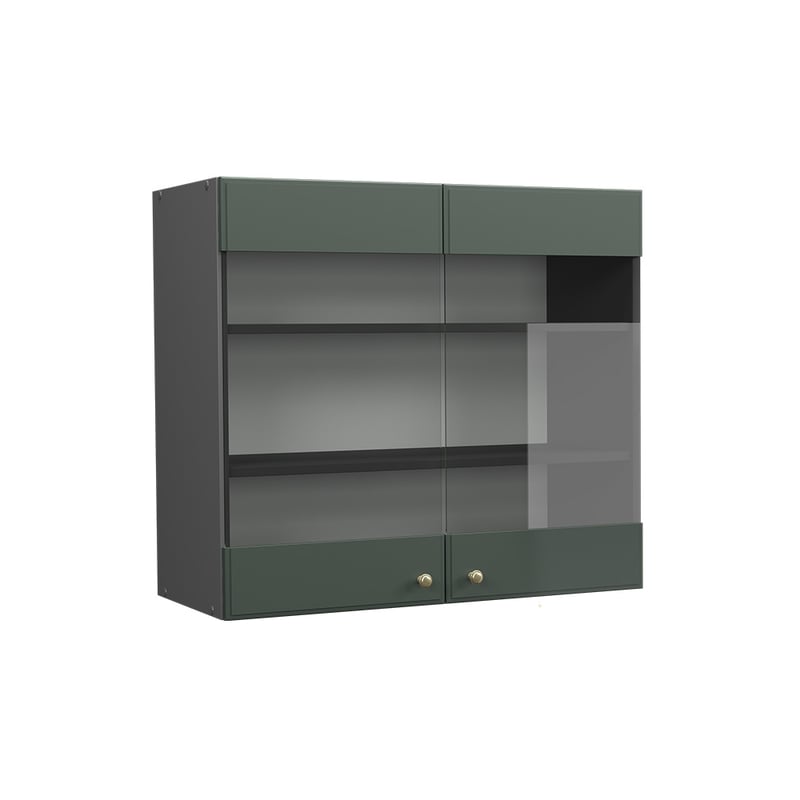 Vicco Szklana szafka kuchenna Fame-Line, Green Gold Country, 80 cm