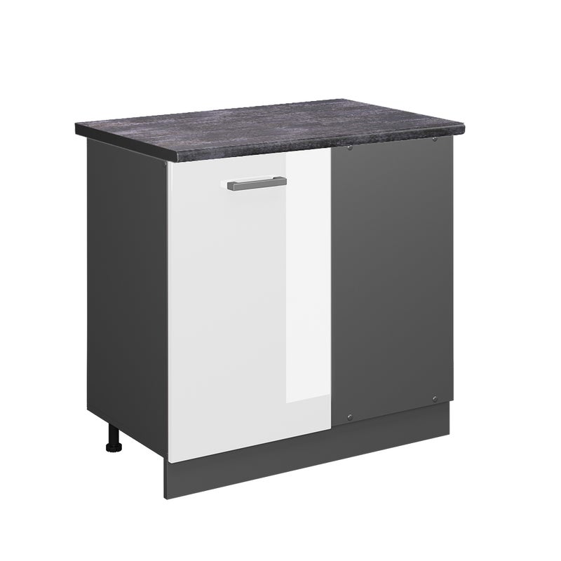 Vicco Szafka narożna R-Line, Biały wysoki połysk, 86 cm , BP Antracyt