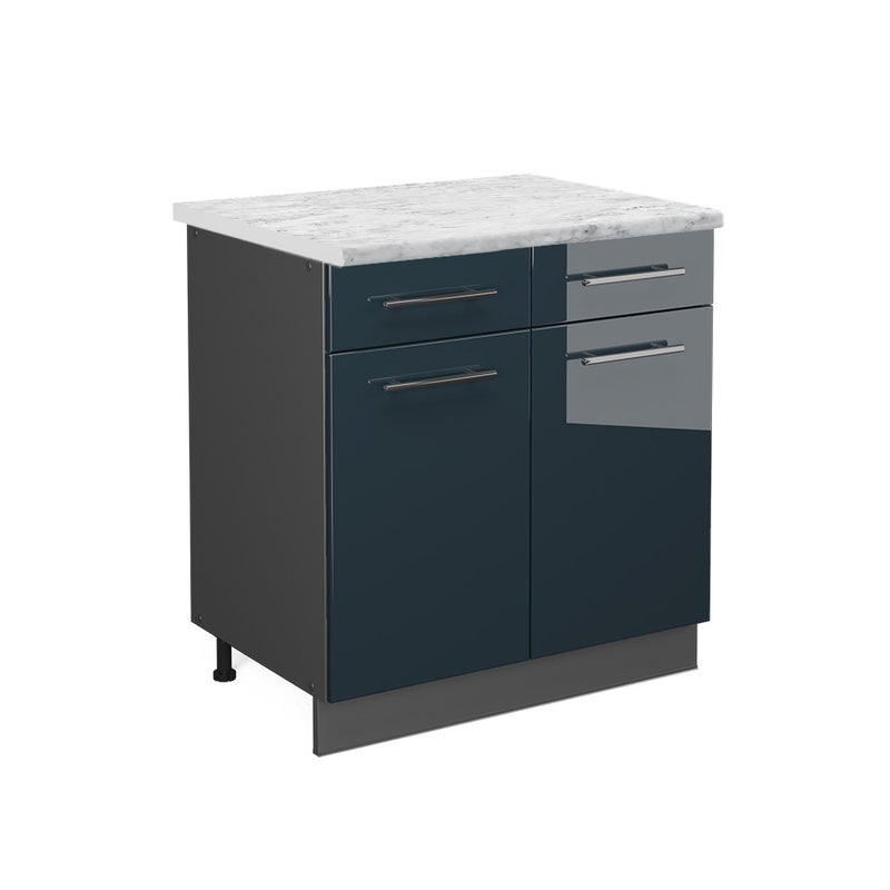 Vicco Szafka dolna do kuchni Fame-Line, Ciemnoniebieski wysoki połysk, 80 cm , BP Marmur