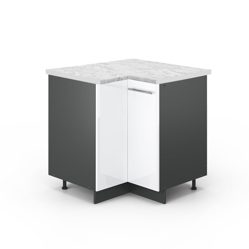 Vicco Szafka narożna Fame-Line, Biały wysoki połysk, 80.5 cm , BP Marmur