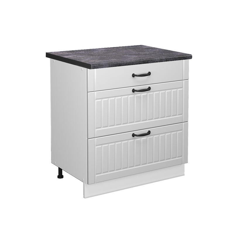 Vicco Szafka dolna do kuchni Fame-Line, Biały domek wiejski, 80 cm z 3 szufladami, BP Antracyt