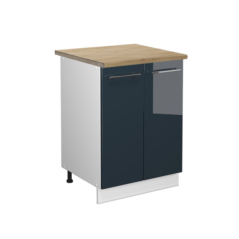 Vicco Szafki kuchenne Fame-Line, Ciemnoniebieski wysoki połysk, 60 cm , BP Dąb