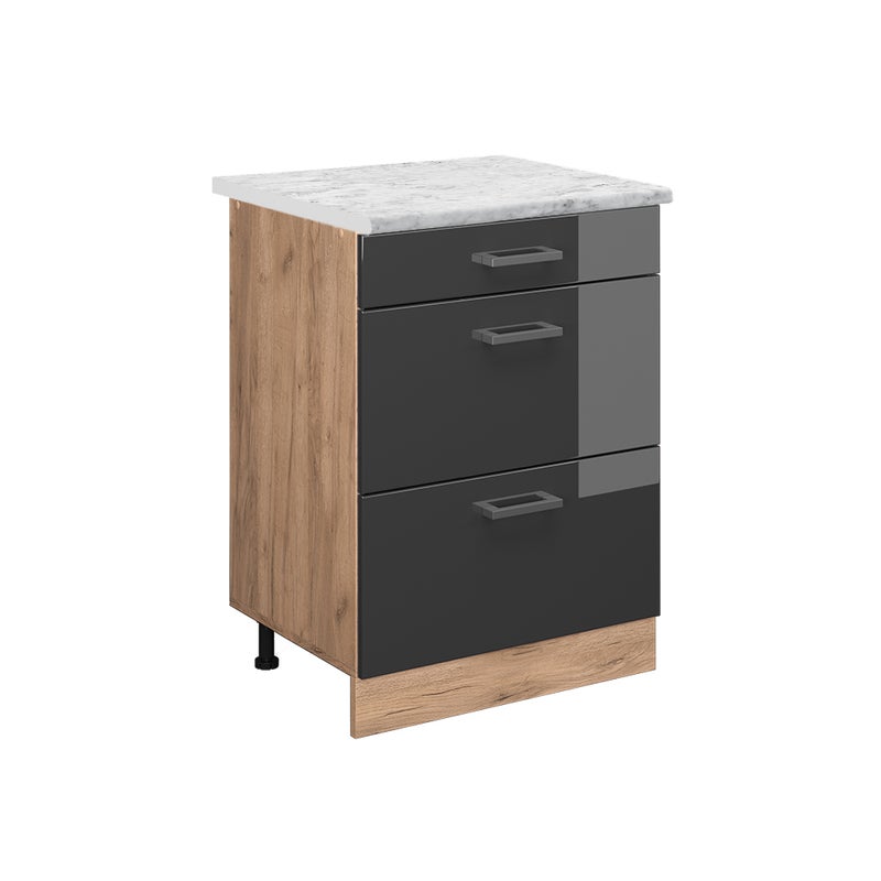 Vicco Szafka dolna do kuchni R-Line, Antracyt wysoki połysk, 60 cm BR Marmur