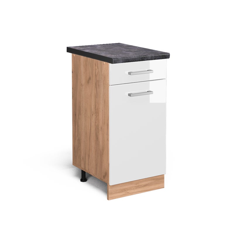 Vicco Szafka dolna do kuchni R-Line, Biały wysoki połysk, 40 cm , BP Antracyt