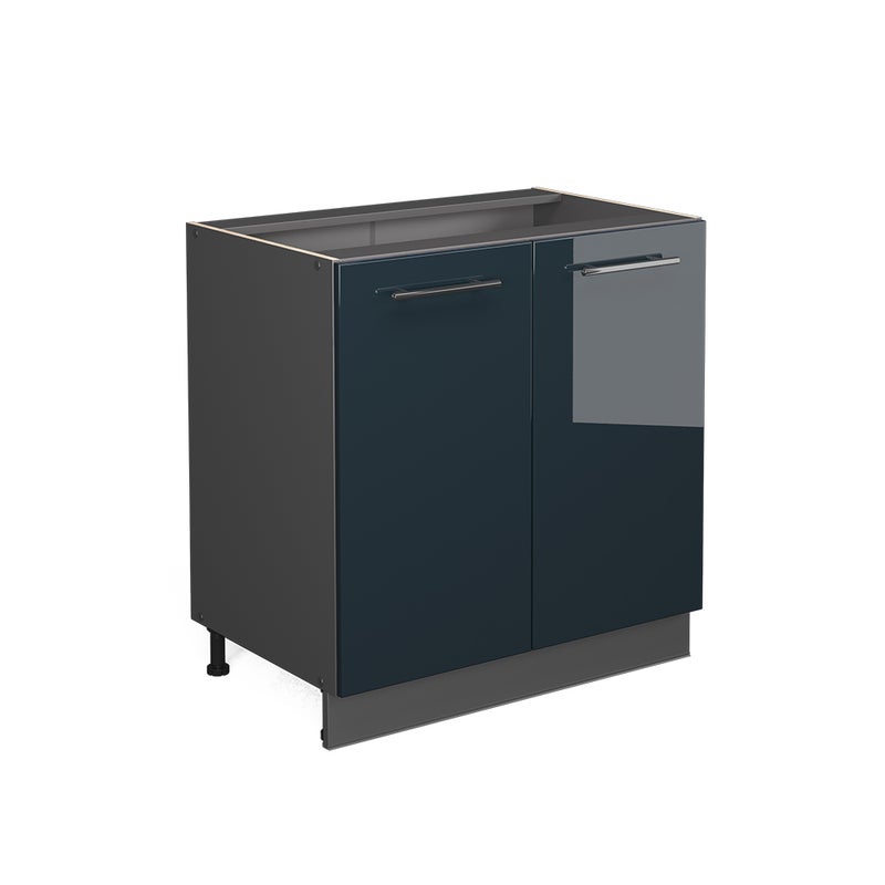 Vicco Szafka pod zlew Fame-Line, Ciemnoniebieski wysoki połysk, 80 cm z półką, bez blatu roboczego