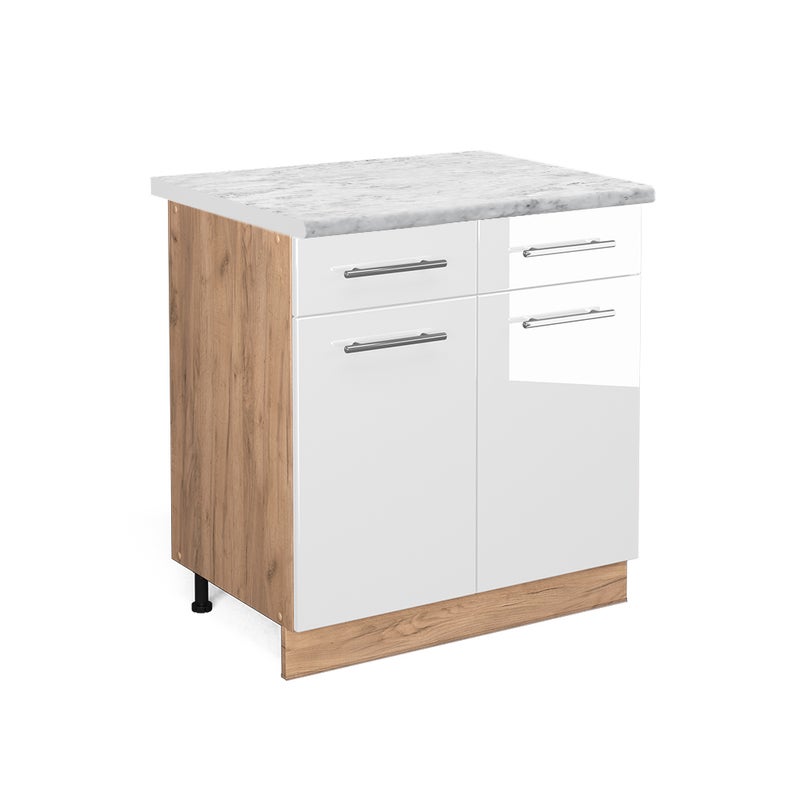 Vicco Szafka dolna do kuchni Fame-Line, Biały wysoki połysk, 80 cm , BP Marmur