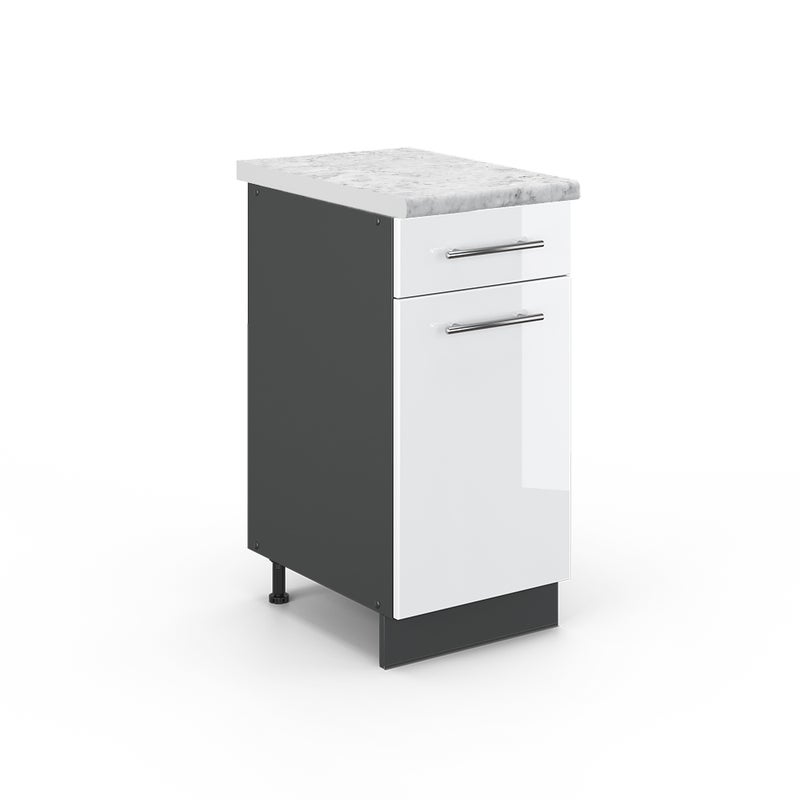 Vicco Szafka dolna do kuchni Fame-Line, Biały wysoki połysk, 40 cm , BP Marmur