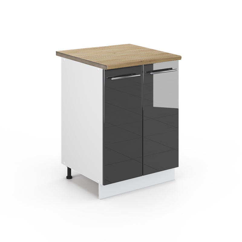 Vicco Szafki kuchenne Fame-Line, Antracyt wysoki połysk, 60 cm , BP Dąb