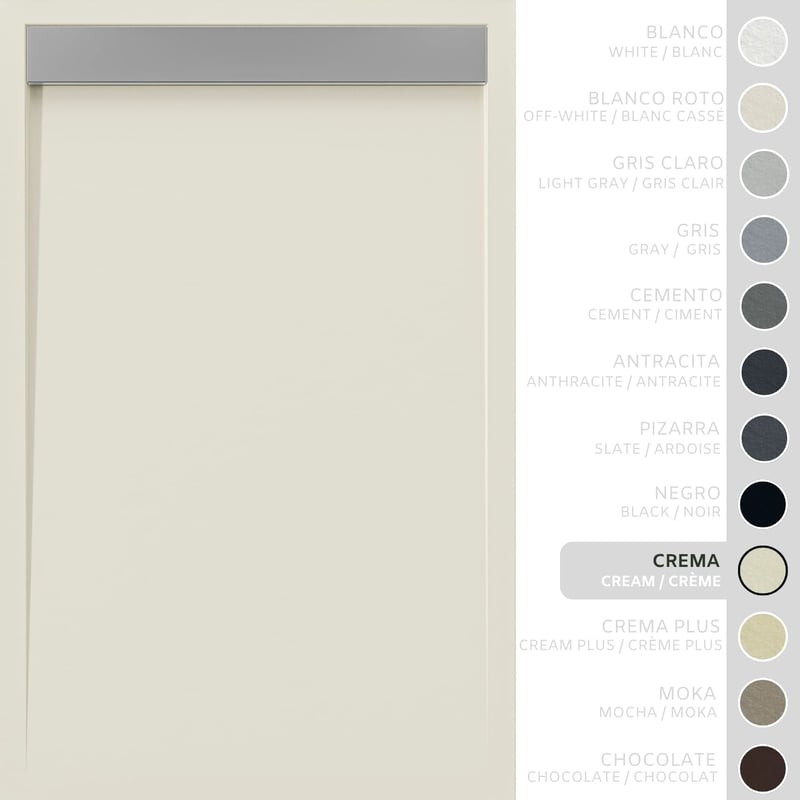 SOULHOME Brodzik prysznicowy– Żywica– Gel Coat– Gładka/Kamienna tekstura – Antypoślizgowy – kremowy- 130x80- Niski 3cm– Ruszt INOX