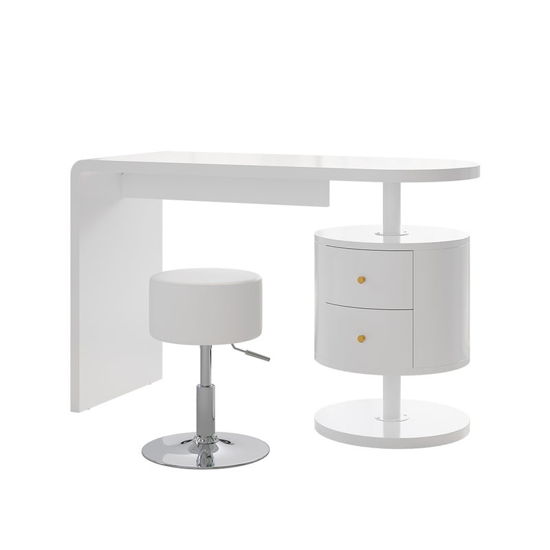 Vicco Stół toaletowy Lara, Biały, 120 cm z taboretem