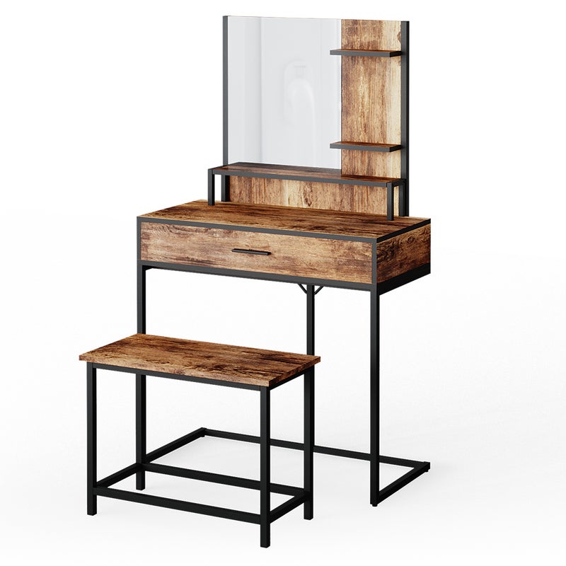 Vicco Stół szaleńcowy Fyrk, Drewno antyczne, 80 cm z krzesłem