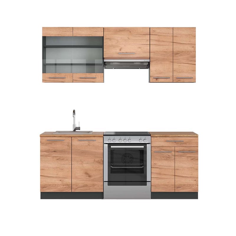 Vicco Aneks kuchenny Fame-Line, Złoty dąb power/antracyt, 200 cm , BP Dąb